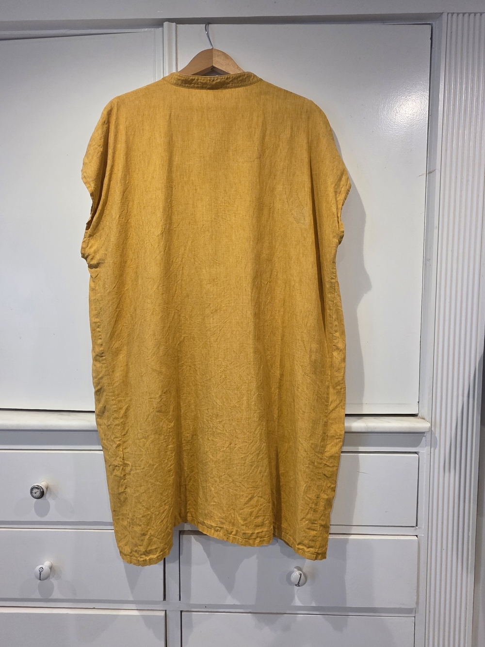 EILEEN FISHER Washed-Organic-Linen Délavé Cap-Sleeve Dress - Picture 5 of 8